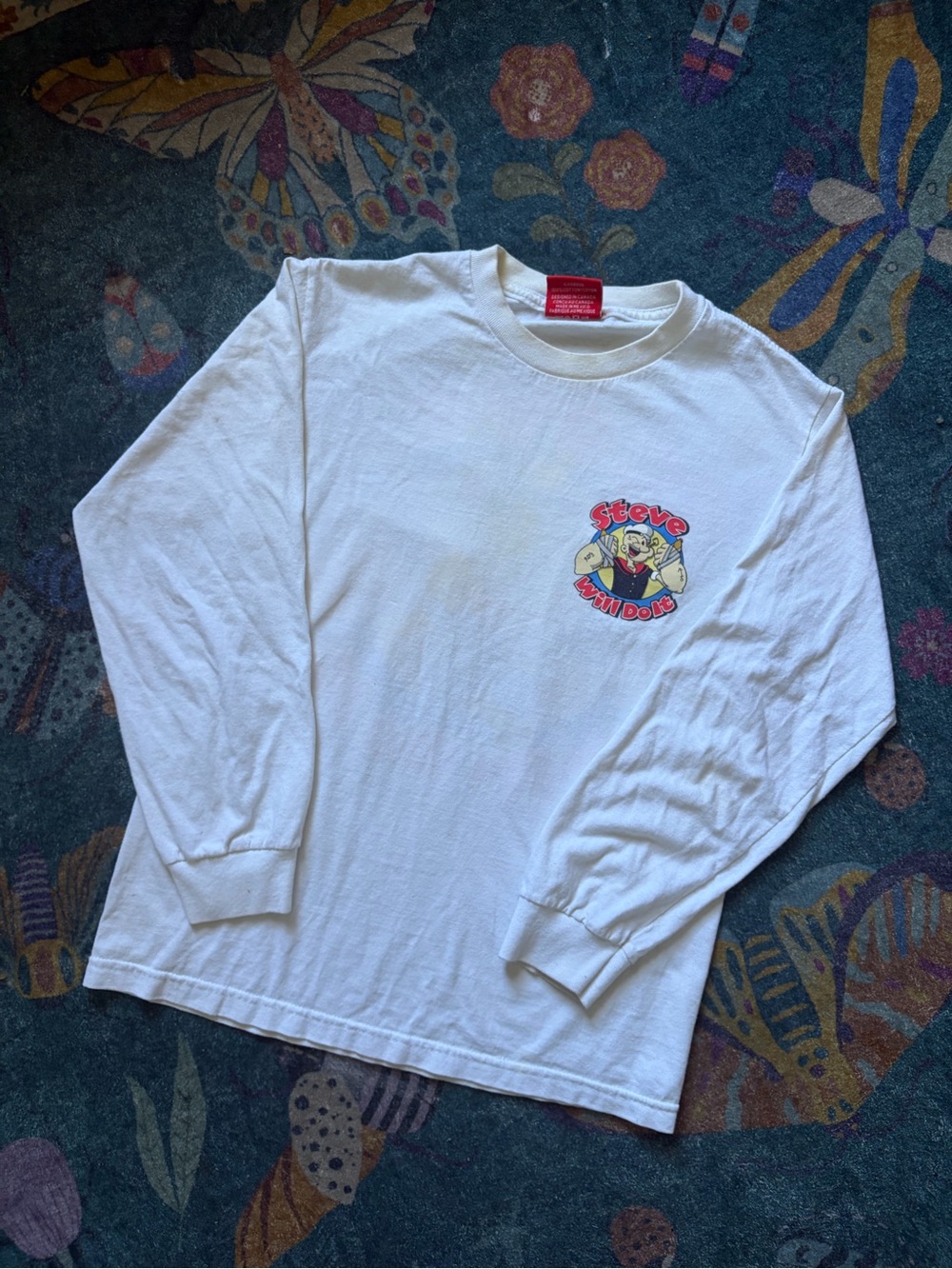 Steve Will Do It White Long-Sleeve Graphic Tee - Small